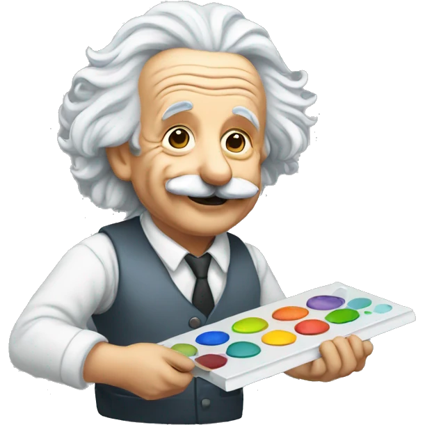 albert einstein happy holding a paint palette emoji