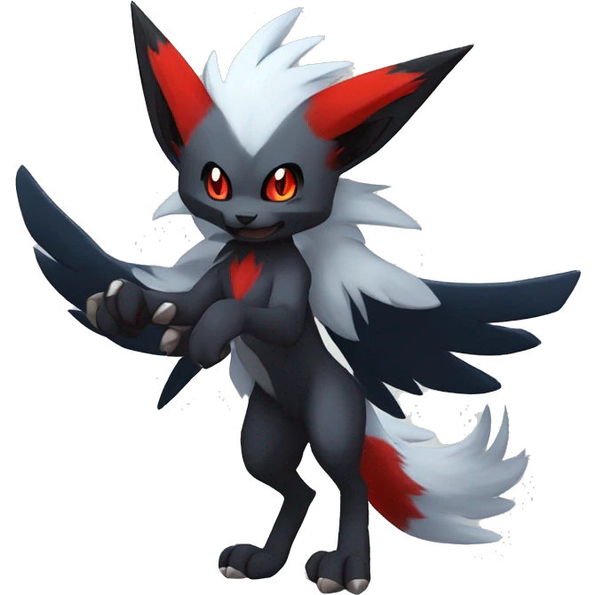 Black Cool Edgy Anthro Quilava Litten Absol Zoroark Zorua Fakémon  with White and Red Edgy markings emoji