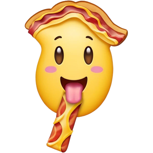 tongue out emoji holding a bacon strip emoji