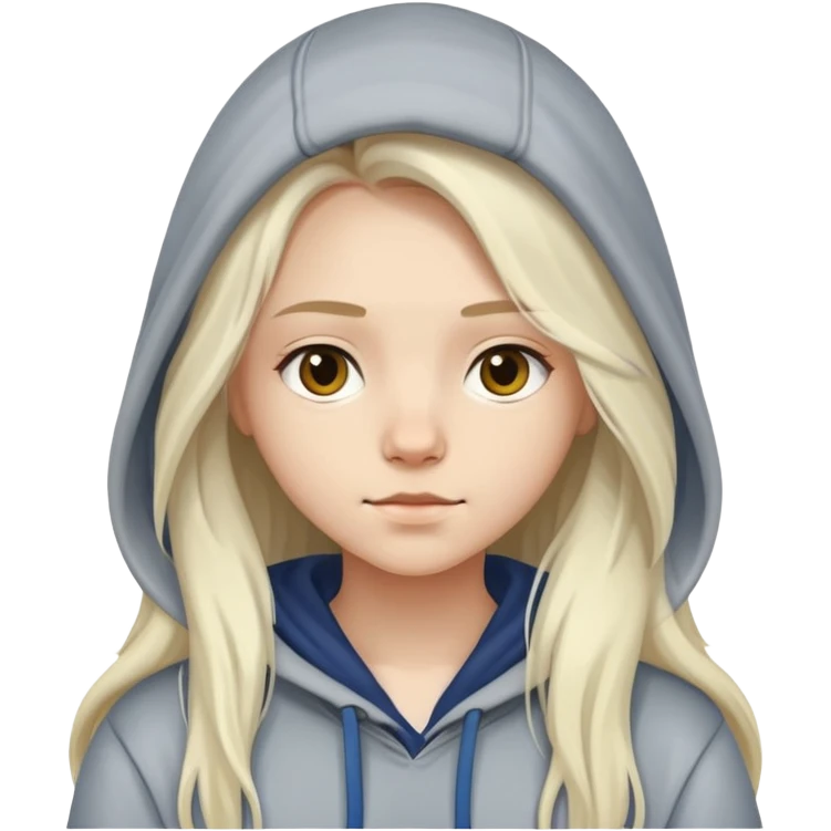 girl wear hoodie British whithe Longhair emoji