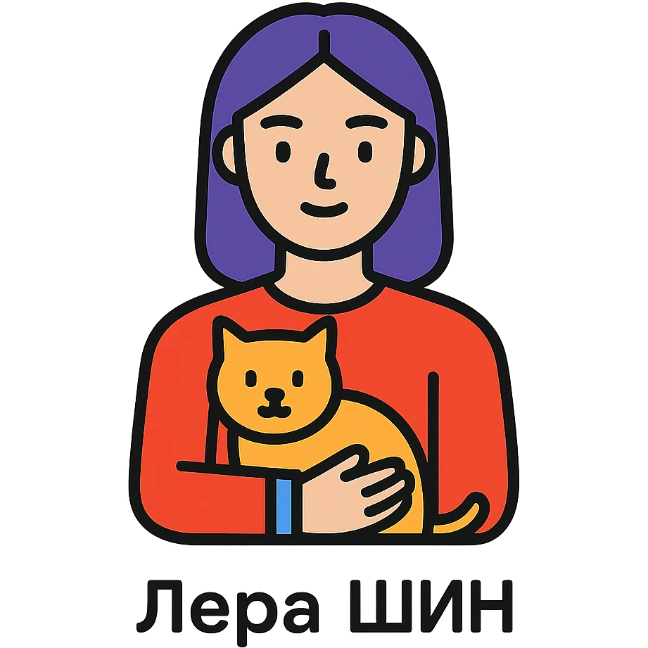 icon of Лера шин with a cat, clean modern icon style, simple lines, minimal color emoji
