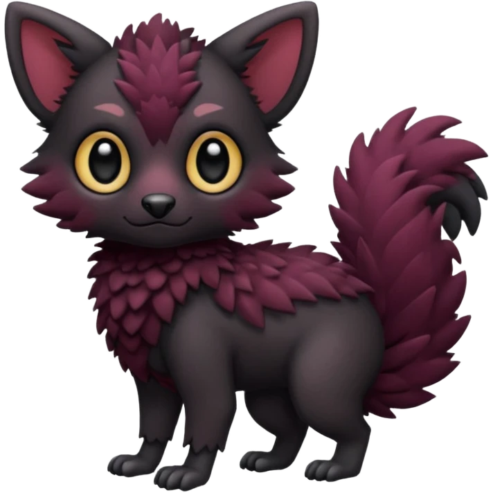 Cute adorable black Trico-hybrid-creature dark burgundy (full body) emoji