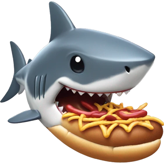 Shark eating a hotdog emoji
