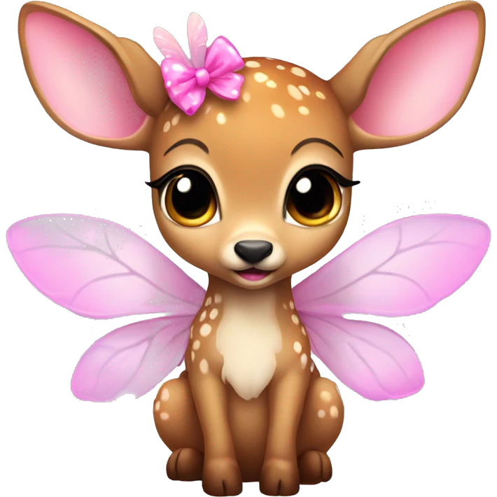 baby deer with fairy wings and a pink bow around its neck  emoji