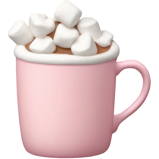 Light Pink mug of hot chocolate with marshmallows  emoji