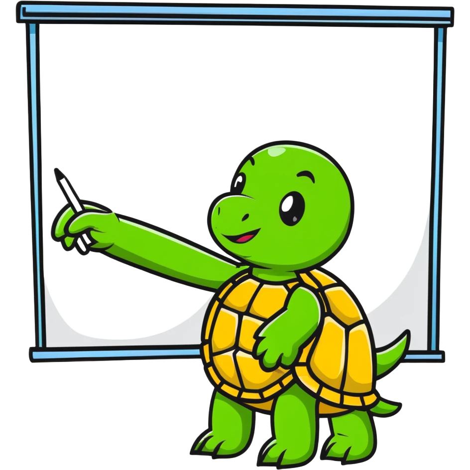 turtle pointing at a whiteboard emoji