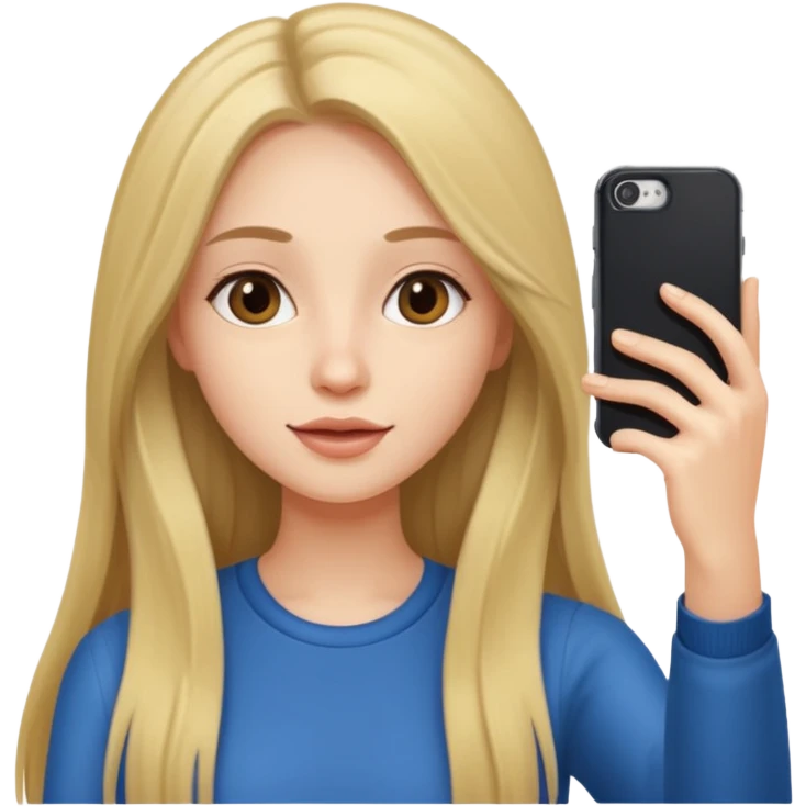 slim girl with long hair taking selfie emoji