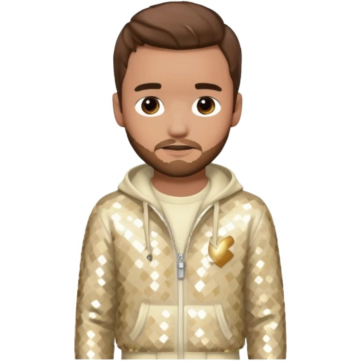 Liam Payne from One Direction with light skin, brown hair, cream sequin outfit emoji