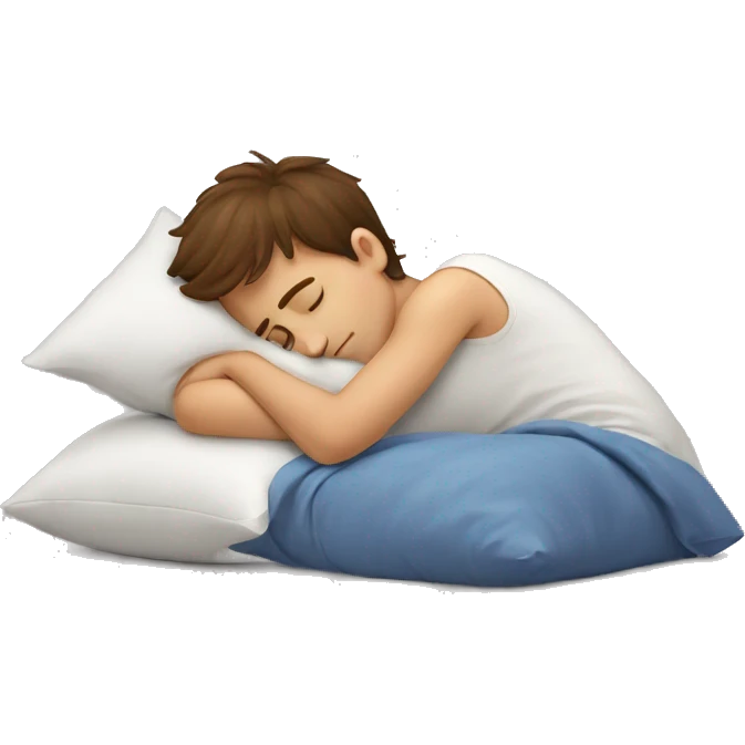 Brown hair boy sleeping on pillow emoji
