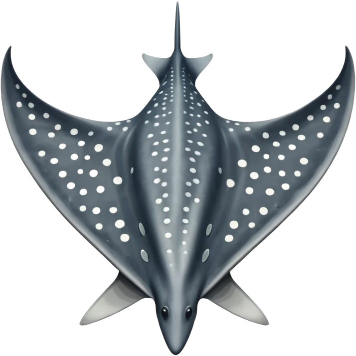 Spotted eagle sting ray with wide wingspan and long tail viewed from above emoji