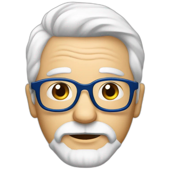 Abuelo con barba blanca y lentes azules, pelo blanco emoji