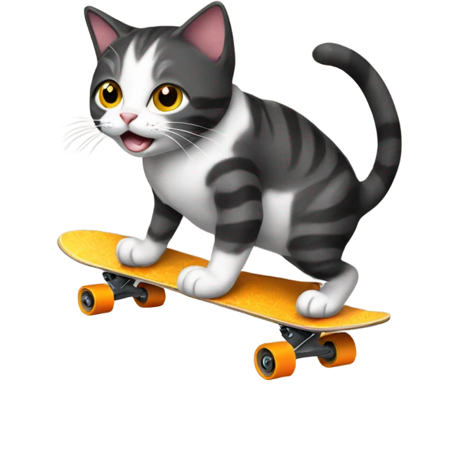 Cat riding skateboard emoji