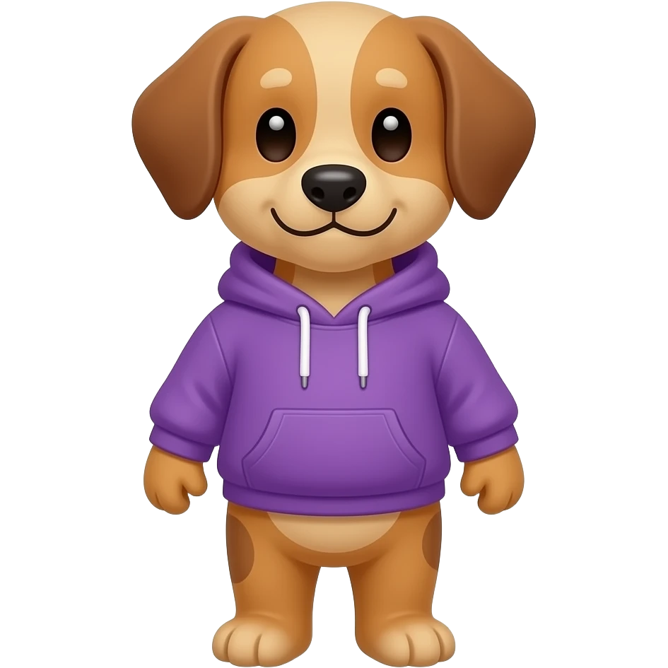 a doodle dog in a purple sweatshirt emoji