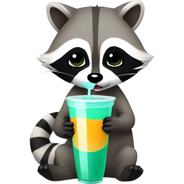 Raccoon drinking boba emoji