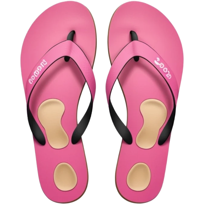 female pink wornout flip flips with footprint on insoles frontview emoji