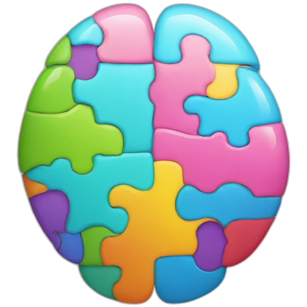 brain divided to the 4 colorful puzzles emoji
