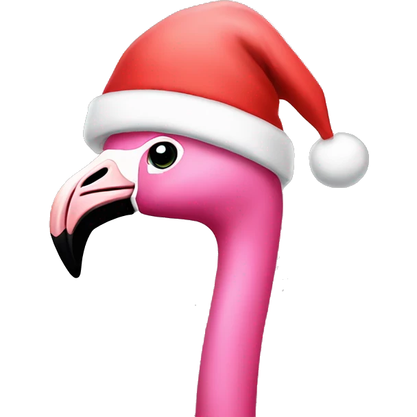 Flamingo in Santa hat emoji