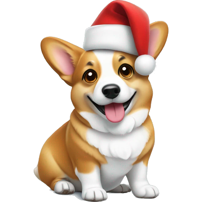 Corgi with Santa hat emoji