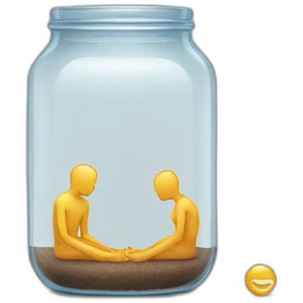 human ankles standing on the floor with an empty transparent jar between them,outside,to the left and to the right,front view emoji