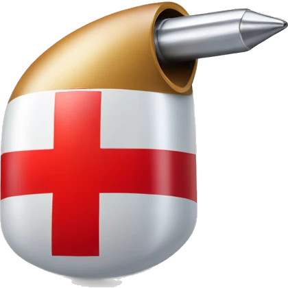 bullet at 45 degree angle with a red cross over the top of the image of the bullet. emoji