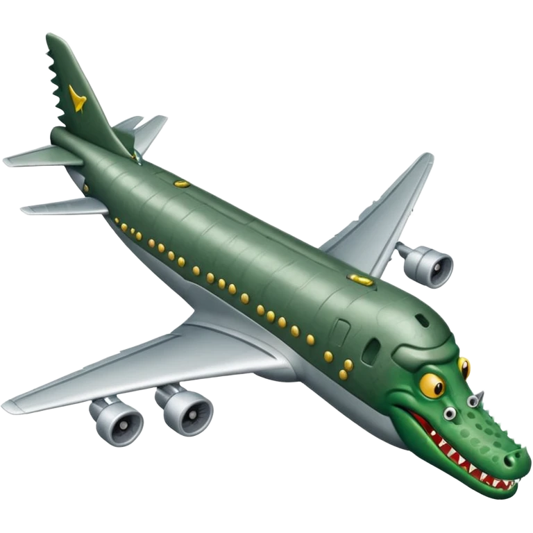 Un avions com cara de cocodrlilo i el cuerpo gris emoji