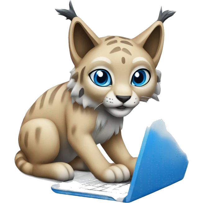 A blue lynx with a laptop emoji