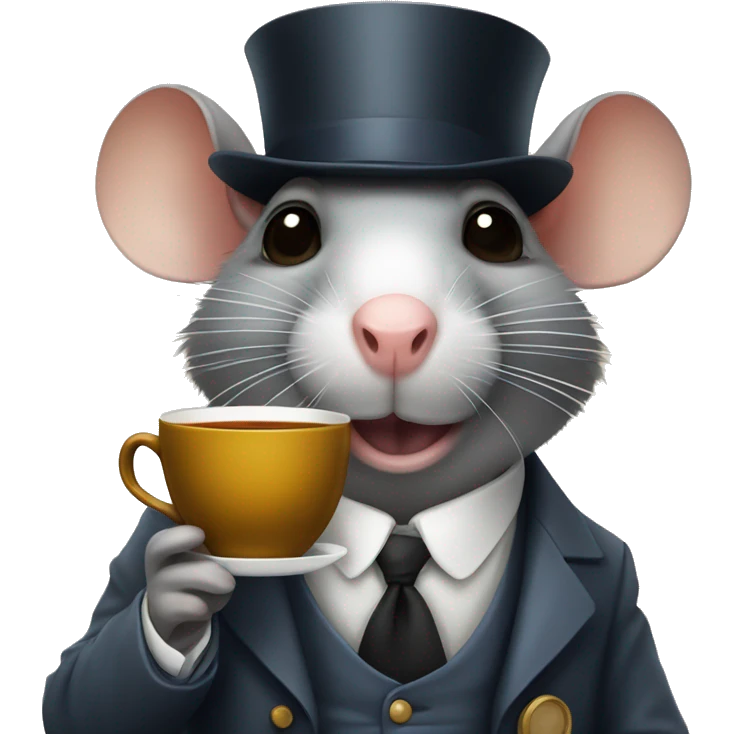 brittish rat with monocle and tea emoji