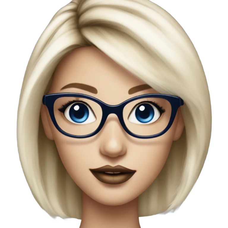 Hyper Realistic beautiful dior model with dark blue eyes glasses and stylish hair  emoji