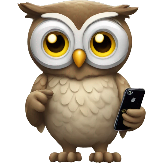 owl playing with the phone emoji