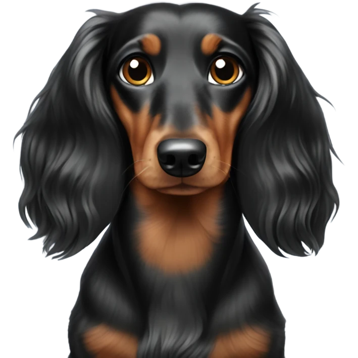 long-haired black and merle dachshund emoji