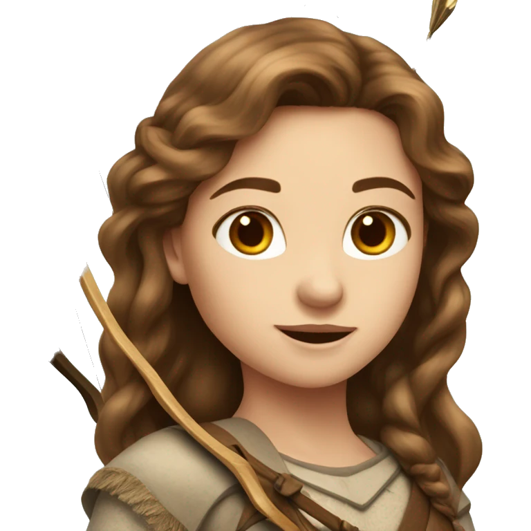 Susan a girl with long brown hair from Narnia with a bow and arrow emoji