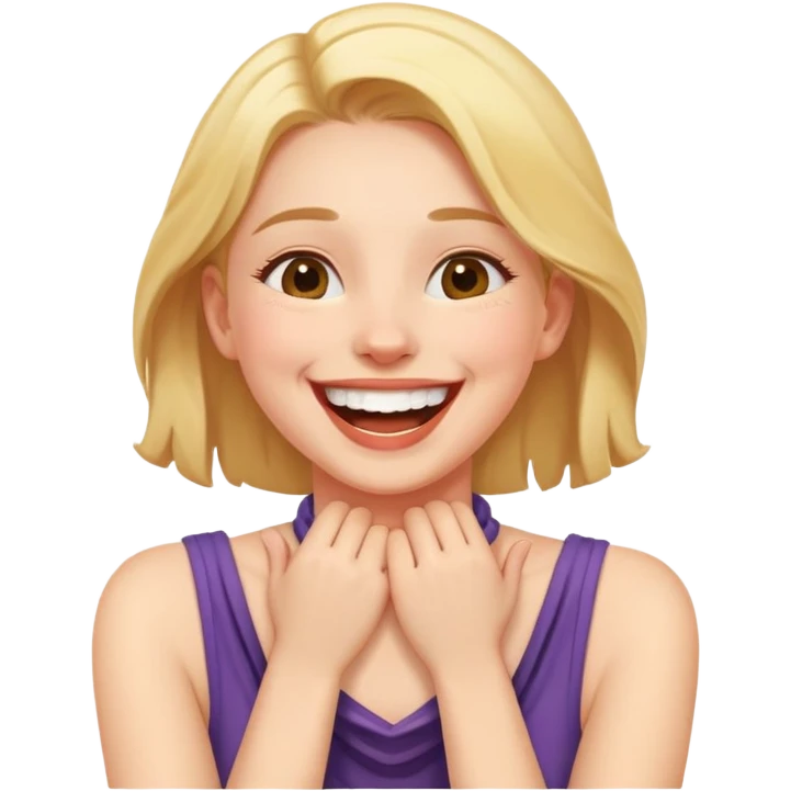 girl with hands around her neck laughing emoji