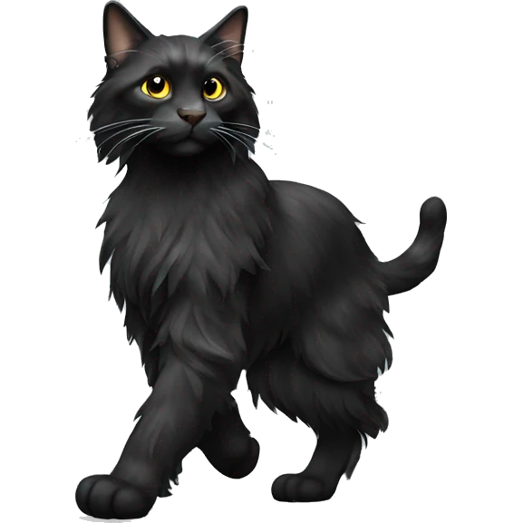 Black maincoon walking emoji