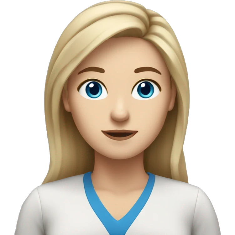 woman teacher with blue eyes and dark blonde not very long hair emoji