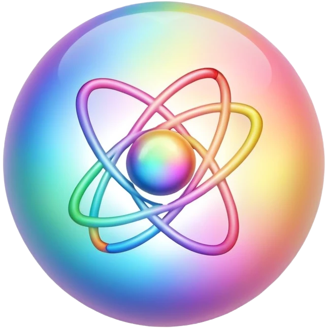 Pastel rainbow atom emoji