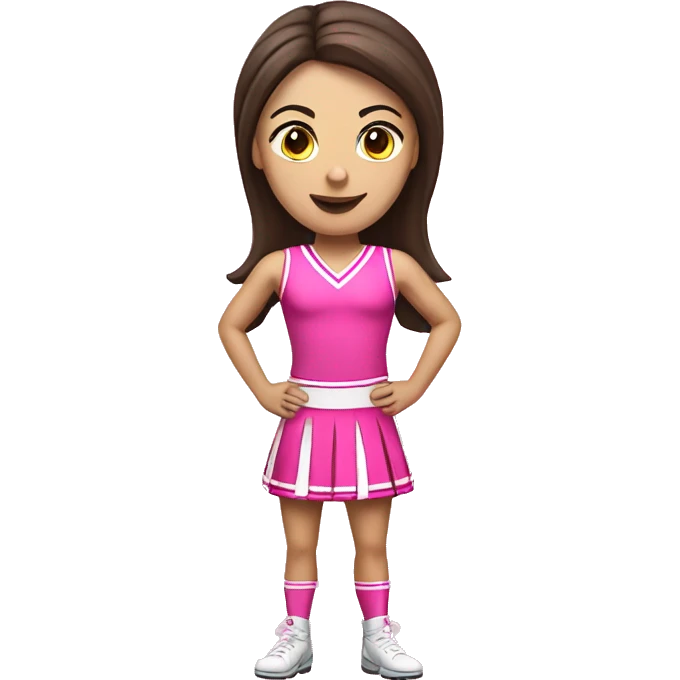 Brunette Caucasian cheerleader in pink, full body emoji