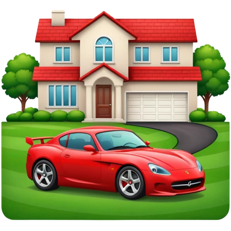 car sport in front of a normal house emoji