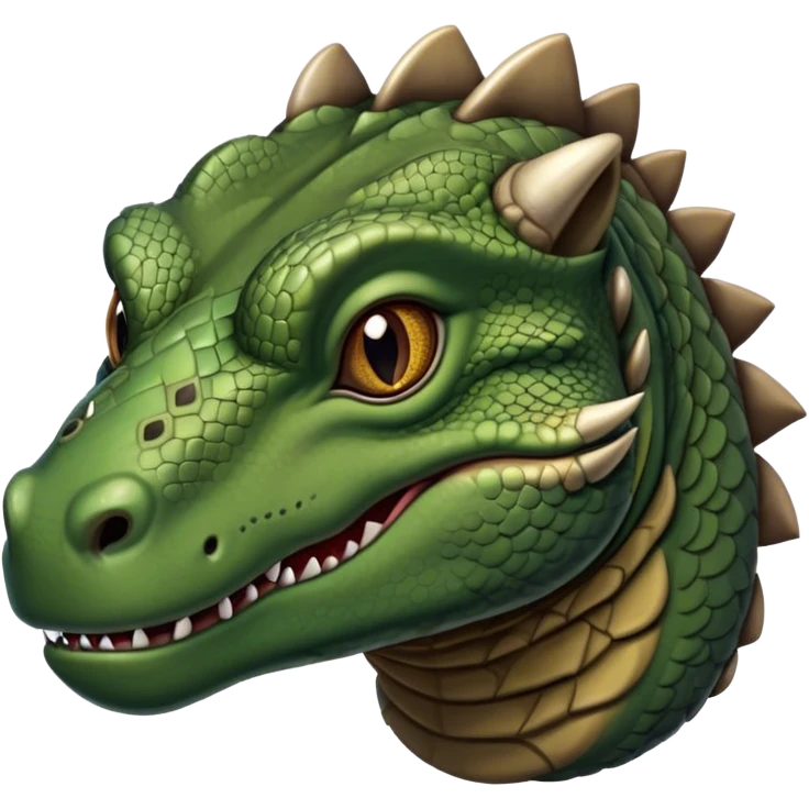 Cinematic Realistic Noble Komodo Dragon Portrait Emoji, Poised and imposing, with a massive, rugged build and a weathered, intricately scaled hide in earthy olive and dark tones, a distinct, powerful head with sharply defined features and piercing eyes, rendered in lifelike detail with natural texture and shadow, high shine, intelligent and formidable, styled with an air of ancient reptilian authority, focused and attentive, soft glowing outline, capturing the essence of a watchful and commanding Komodo dragon that appears ready to emerge from the screen with raw power! emoji