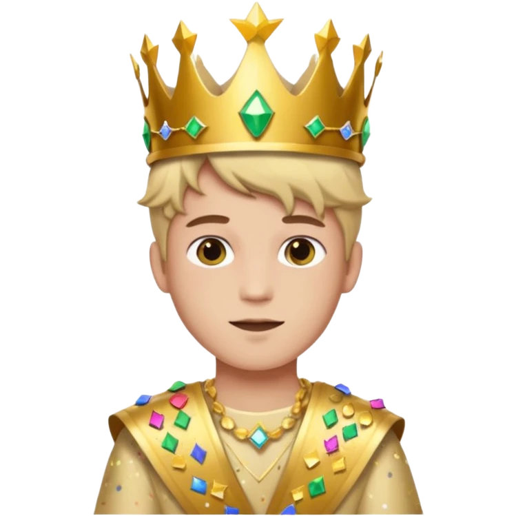 Festival Prince – gold sash + confetti crown, Golden Princes. emoji