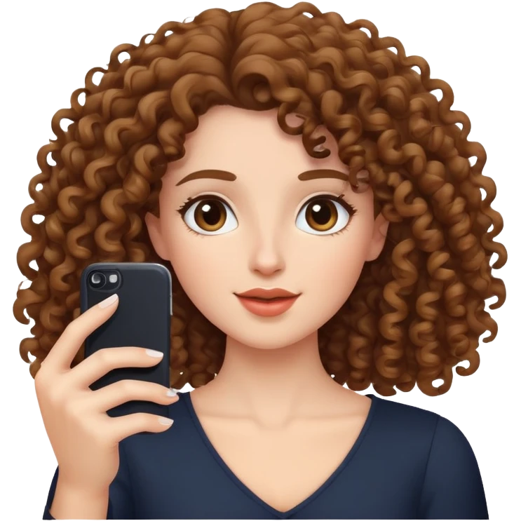 woman taking a selfie, curly hair emoji