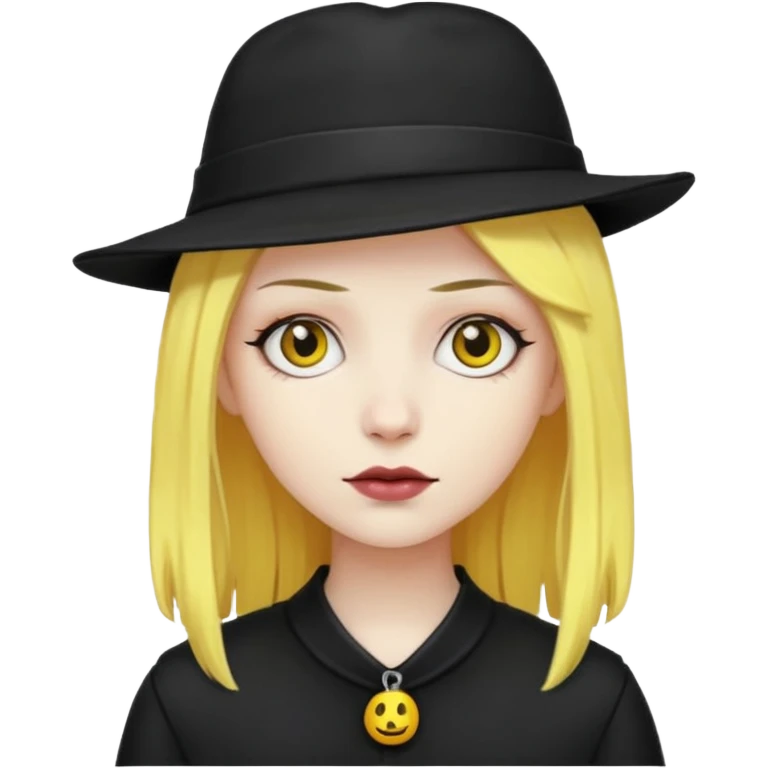 goth in hat, yellow hair emoji
