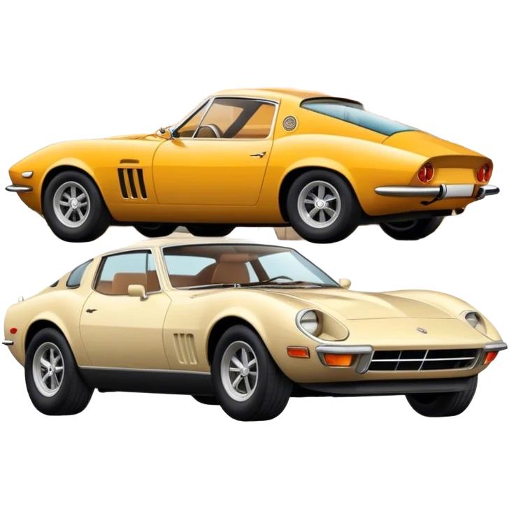 Collage emoji symbolizing a passion for cars: a sleek sports car, a vintage classic car, and an off-road SUV. The background features a cozy garage with tools, car posters, and warm lighting, emphasizing a home hobby atmosphere. Transparent background. emoji
