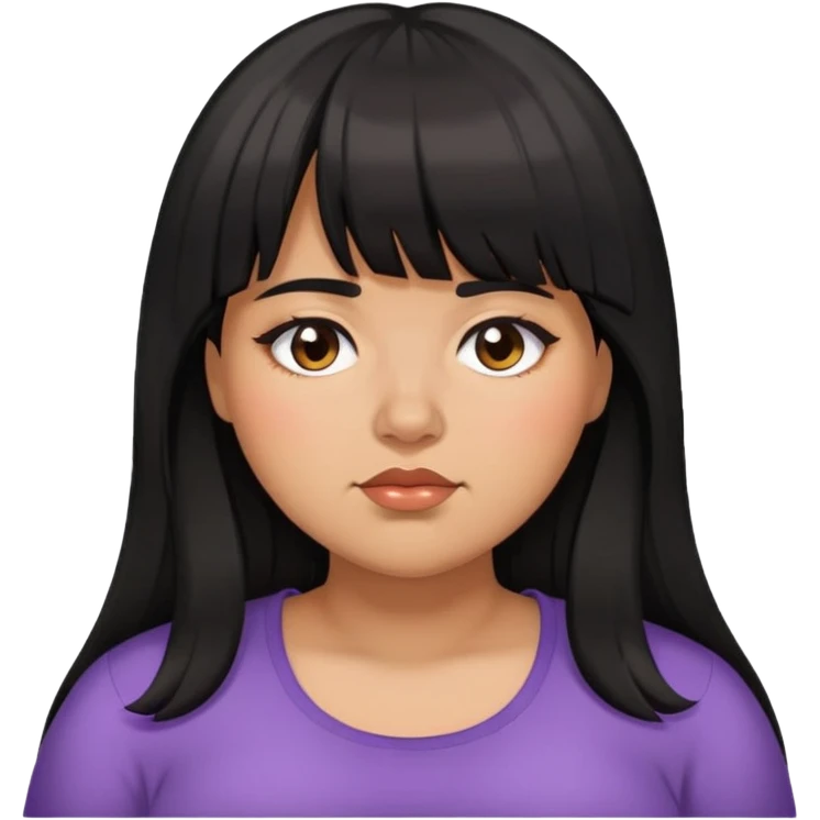 Latina girl with bangs black long hair plus size sleepy emoji