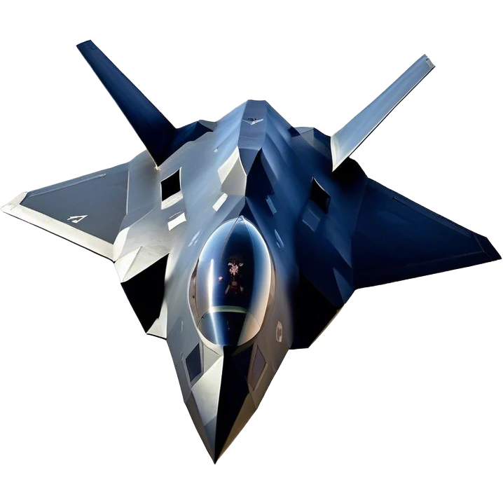 F-117 Nighthawk - Lockheed Martin (Stealth Grey) A futuristic stealth attack aircraft with a distinct faceted, angular design in a stealthy matte grey. Its sharp, jagged edges and unconventional, almost alien-like shape make it look like a shadow cutting through the night sky. The surface should appear non-reflective with subtle panel lines. emoji