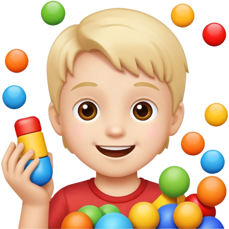 Happy kid playing with toys emoji