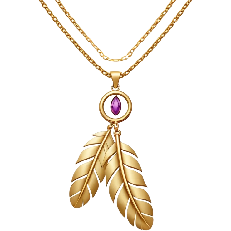 double chain necklace with feather on bottom chain emoji