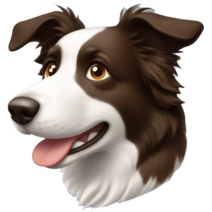 un perro de raza Border Collie, cholate y blanco emoji