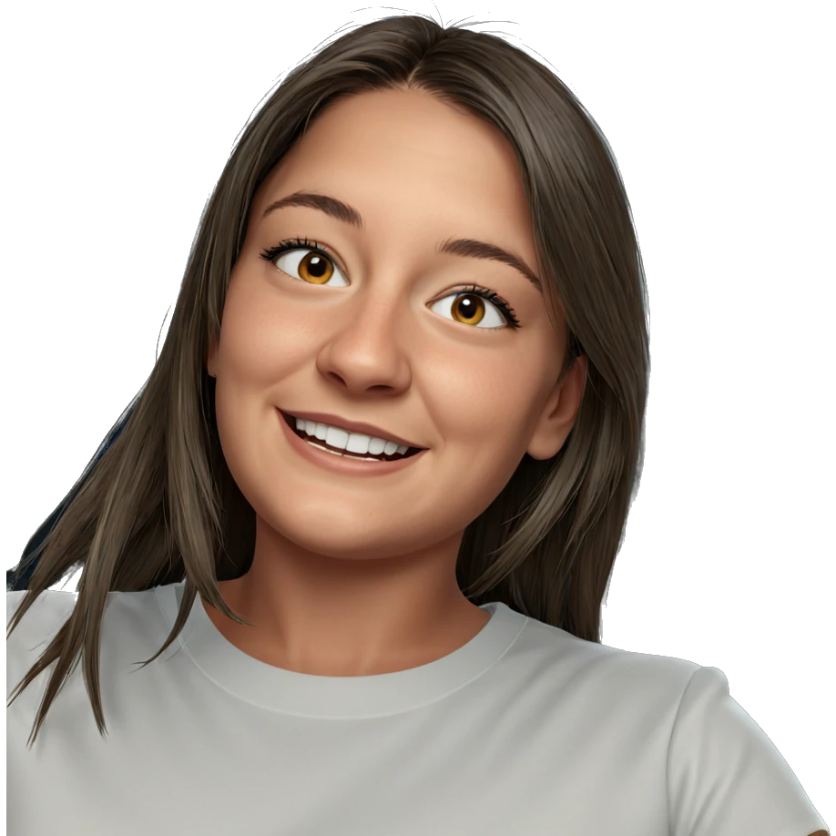 smiling girl in white shirt emoji