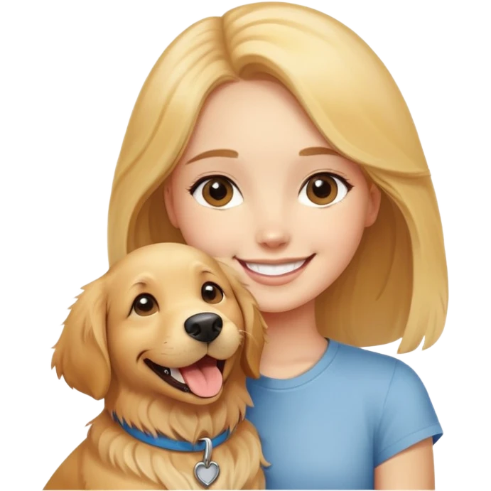 smiling girl with dog emoji