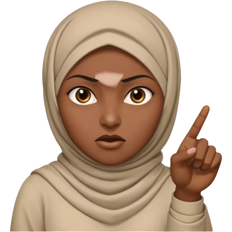 злая черная женщина мусульманка указывает на человека слева emoji